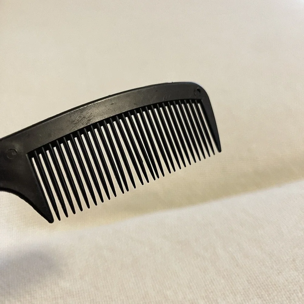 Vintage‎ Unbreakable USA Black Wide Tooth Comb Soft Plastic Pocket Purse Hair